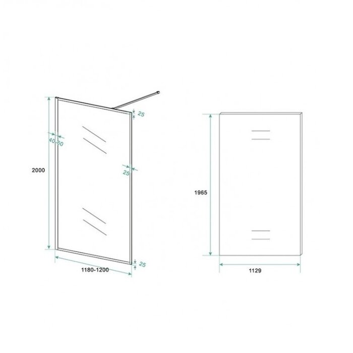 By Goof Inloopdouche Olivia 120x200cm Helder Glas Mat Zwart Raamwerk