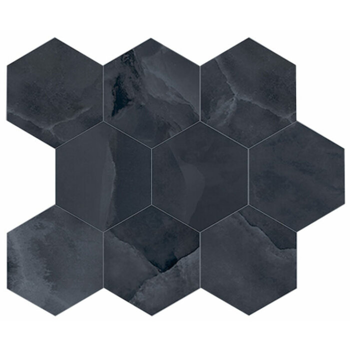 Energieker Onyx ek Black mozaiek pulido hexagon op net van 26x30