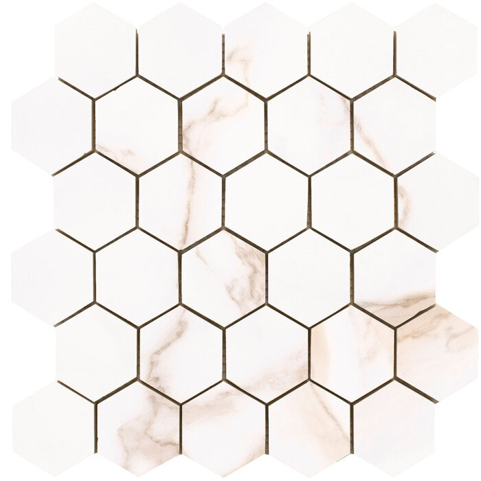 Cifre Cerámica Diamond Gold hexagon mozaiek mat op net van 26x27