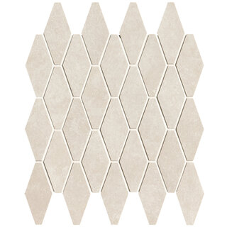 FAP Ceramiche Nobu White rombi mosaico 5x11,5 rond op net van 31x35,5