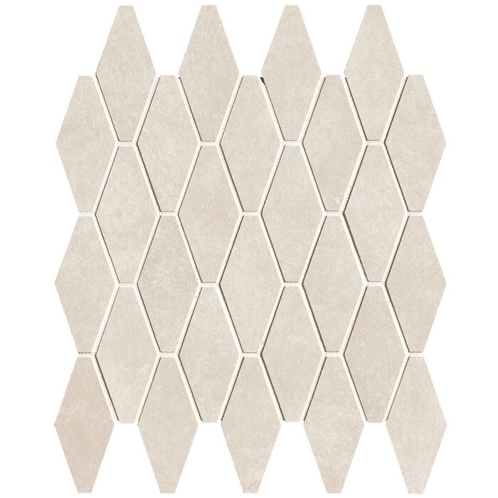 FAP Ceramiche Nobu White rombi mosaico 5x11,5 rond op net van 31x35,5