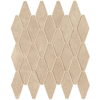 FAP Ceramiche Nobu Beige rombi mosaico 5x11,5 rond op net van 31x35,5