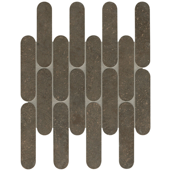 FAP Ceramiche Nobu Cocoa curve mosaico 3,5x14,5 op net van 29x29,5