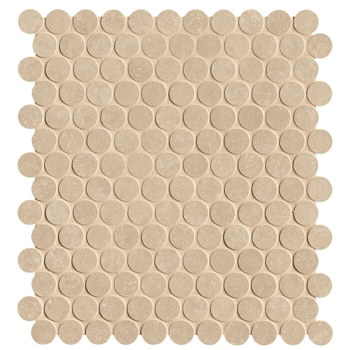 FAP Ceramiche Nobu Beige round mosaico 2,2cm rond op net van 29x32,5