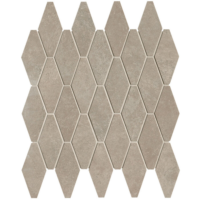 FAP Ceramiche Nobu Grey rombi mosaico 5x11,5 rond op net van 31x35,5