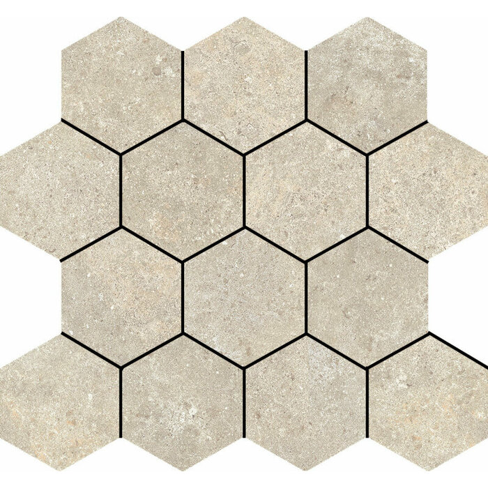 Baldocer Cerámica Stoneland Ivory mozaiek hexagon op net van 29x27cm