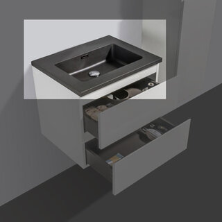 By Goof Kwartsteen wastafel Tieme 60cm zwart zonder kraangat