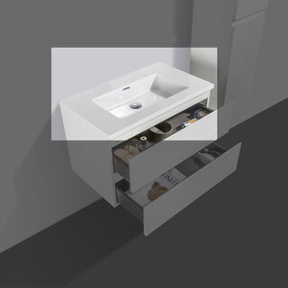 By Goof Mineraalmarmer wastafel Tieme 80cm wit zonder kraangat