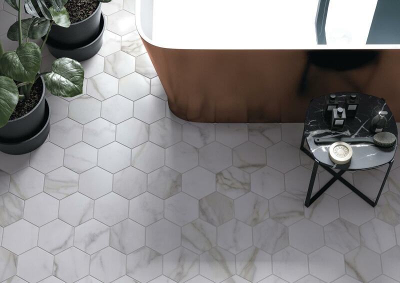 Cifre Cerámica Hexagon Diamond Gold mat 15x17