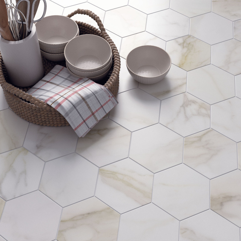 Cifre Cerámica Hexagon Diamond Gold mat 15x17