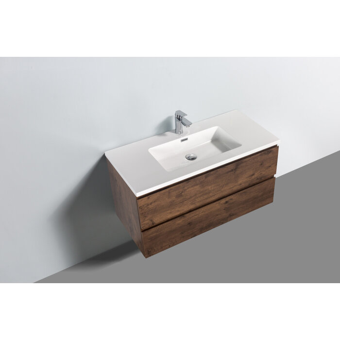 By Goof Onderkast badkamermeubel Tieme mat donker eiken 100x50x48cm