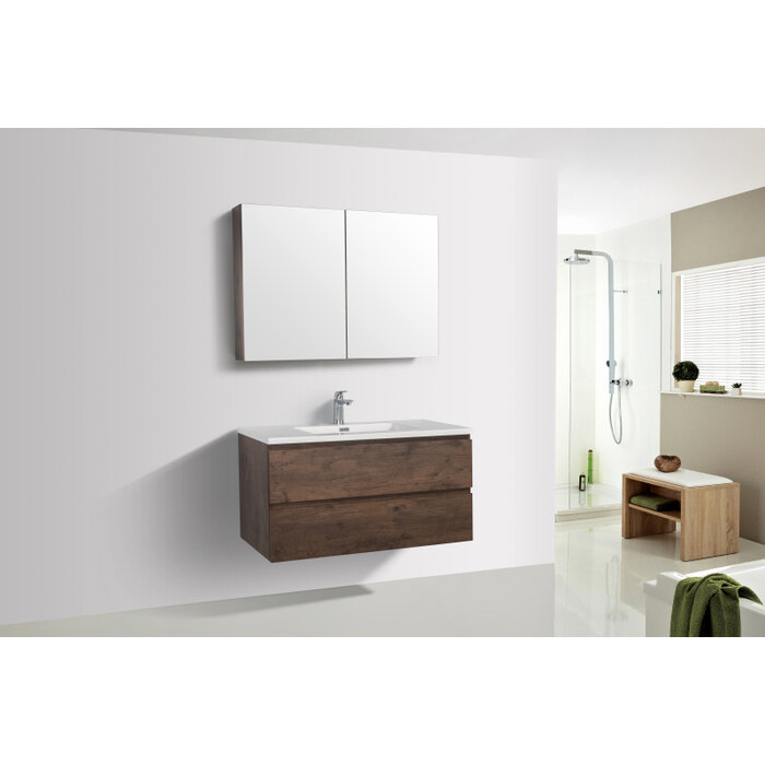 By Goof Onderkast badkamermeubel Tieme mat donker eiken 100x50x48cm