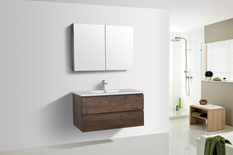 By Goof Onderkast badkamermeubel Tieme mat donker eiken 100x50x48cm