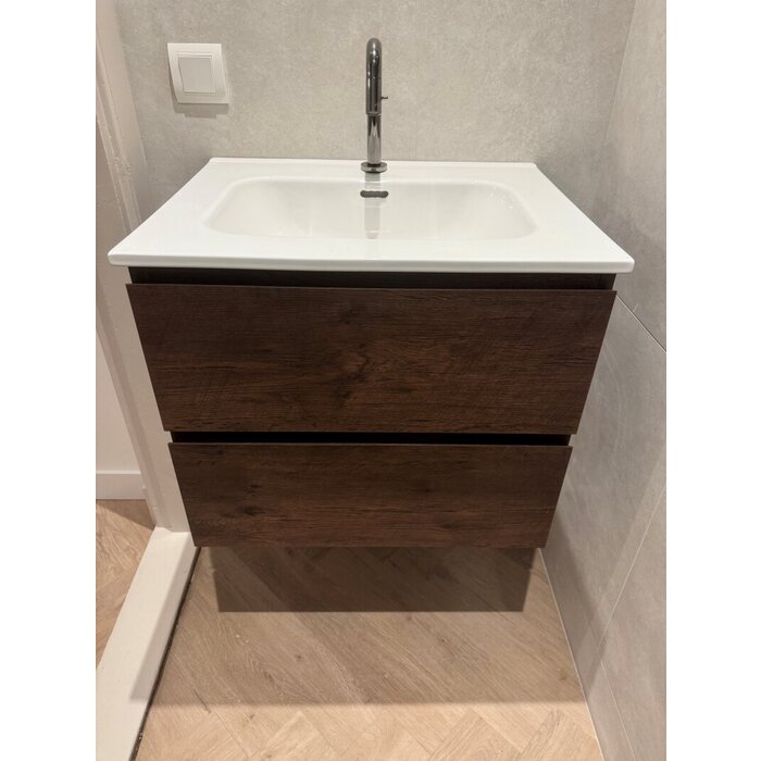 By Goof Onderkast badkamermeubel Tieme mat donker eiken 60x50x48cm