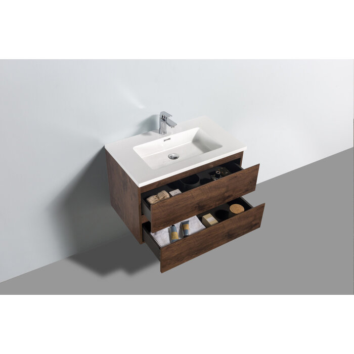 By Goof Onderkast badkamermeubel Tieme mat donker eiken 80x50x48cm