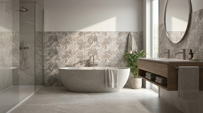 FAP Ceramiche Nobu Silver inserto wandtegel fossil 25x75 rett