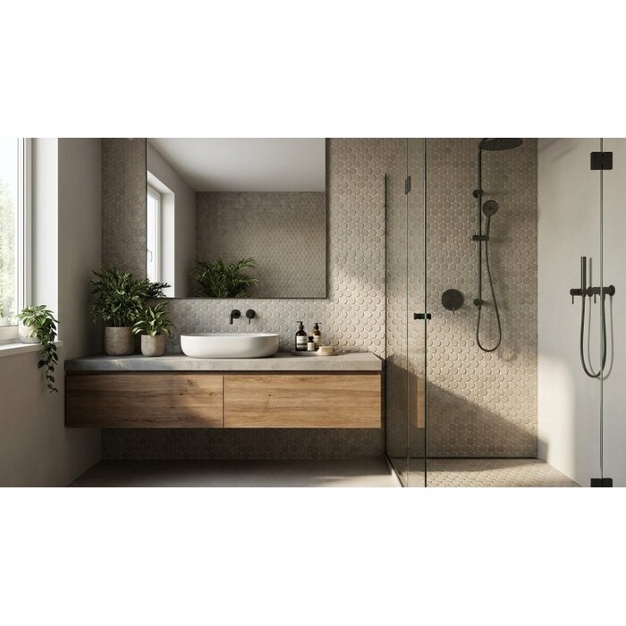 FAP Ceramiche Nobu Grey round mosaico 2,2cm rond op net van 29x32,5