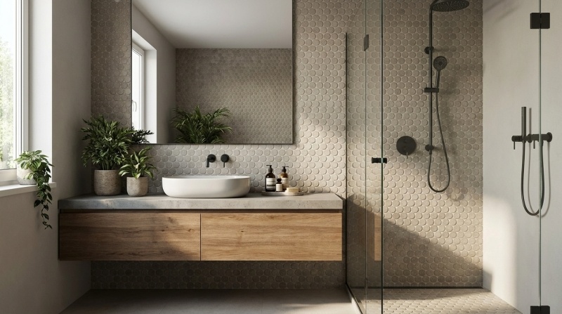FAP Ceramiche Nobu Grey round mosaico 2,2cm rond op net van 29x32,5