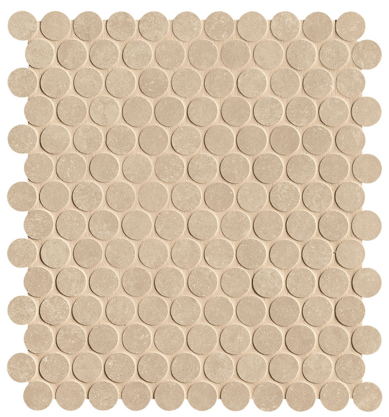 FAP Ceramiche Nobu Beige round mosaico 2,2cm rond op net van 29x32,5