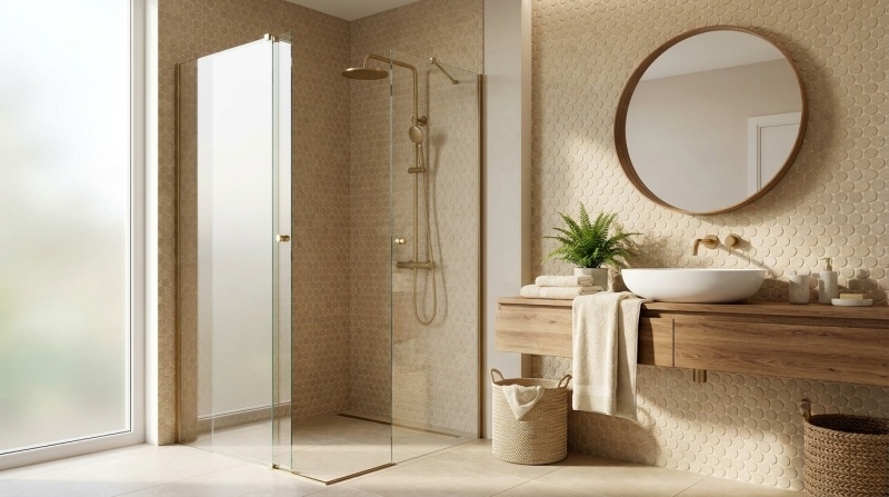 FAP Ceramiche Nobu Beige round mosaico 2,2cm rond op net van 29x32,5