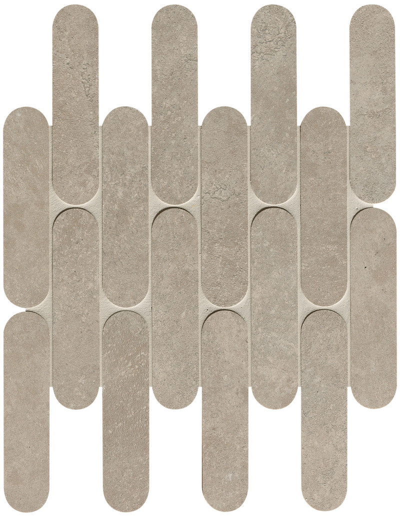 FAP Ceramiche Nobu Grey curve mosaico 3,5x14,5 op net van 29x29,5