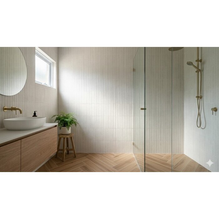 FAP Ceramiche Nobu White tratti mosaico 1x24 rond op net van 24x30,5