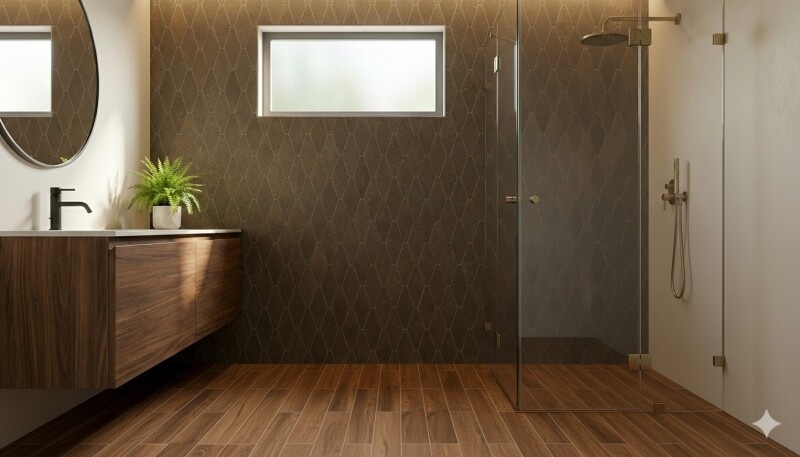 FAP Ceramiche Nobu Cocoa rombi mosaico 5x11,5 rond op net van 31x35,5