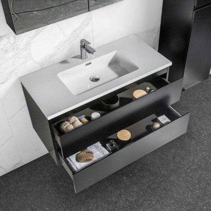 By Goof Onderkast badkamermeubel Tieme mat zwart 100x50x48cm