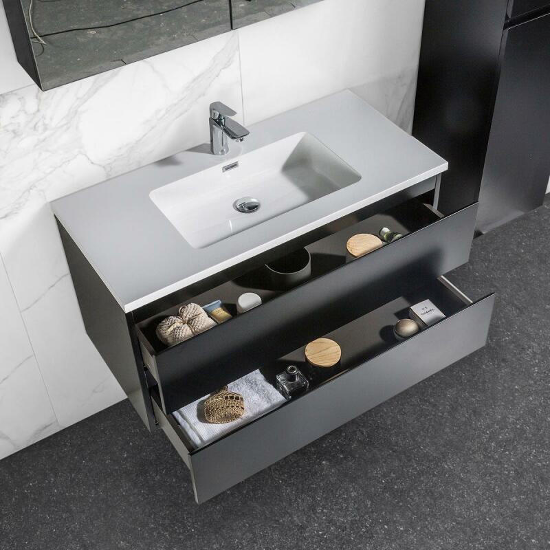 By Goof Onderkast badkamermeubel Tieme mat zwart 100x50x48cm