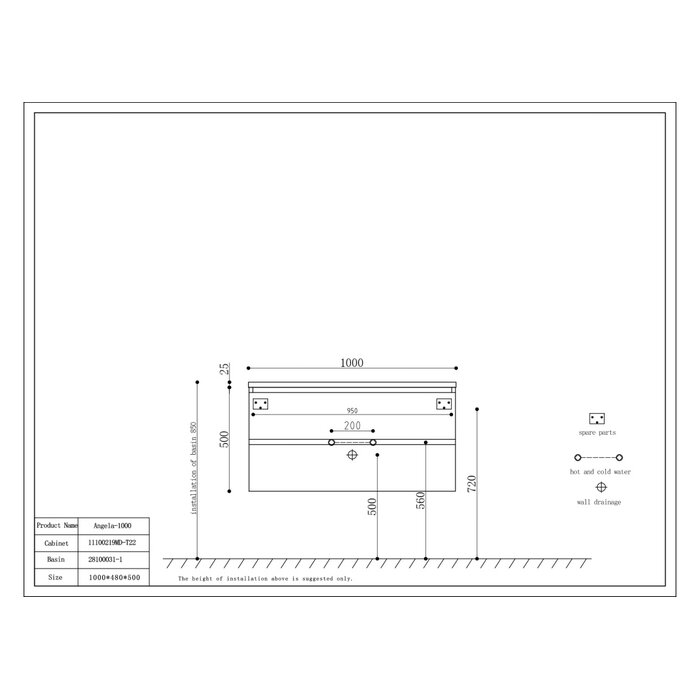 By Goof Onderkast badkamermeubel Tieme mat zwart 100x50x48cm