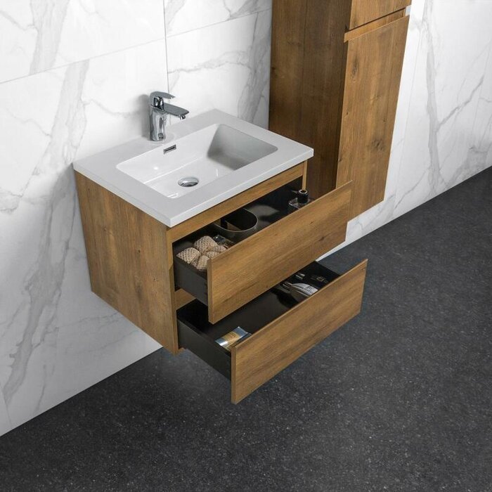 By Goof Onderkast badkamermeubel Tieme mat eiken 60x50x48cm