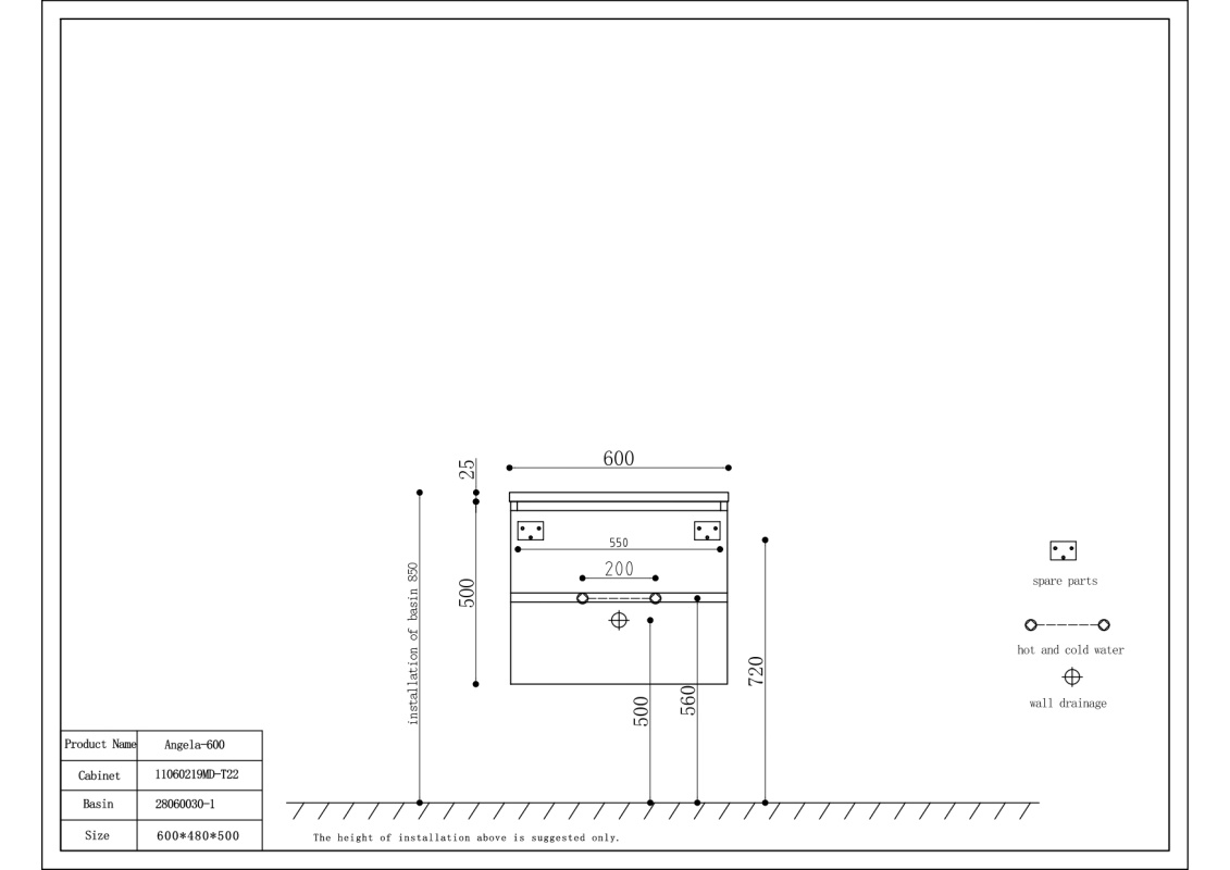 By Goof Onderkast badkamermeubel Tieme mat eiken 60x50x48cm