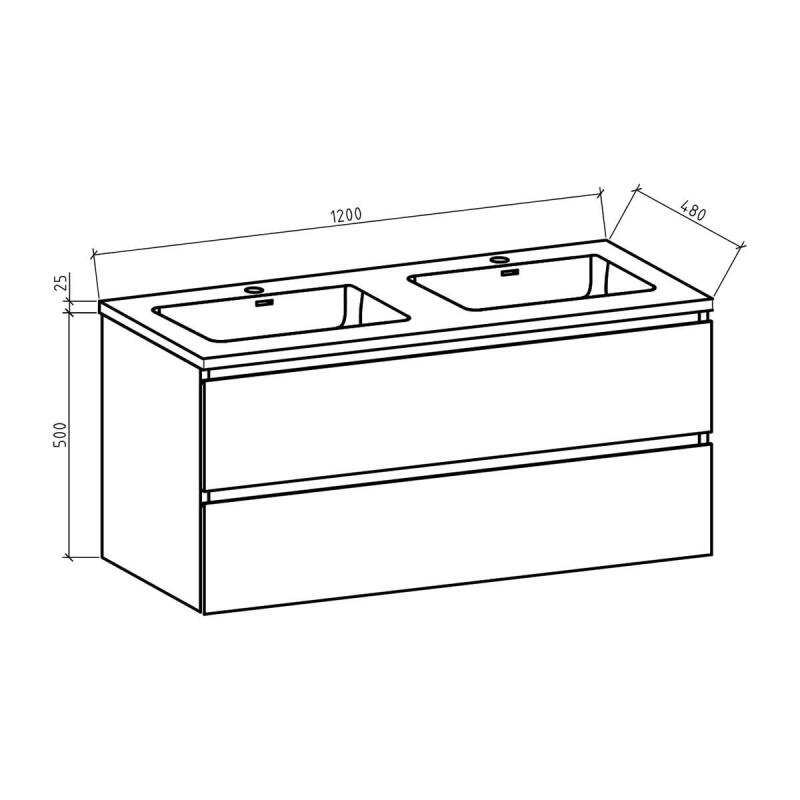 By Goof Onderkast badkamermeubel Tieme mat grijs 120x50x48cm
