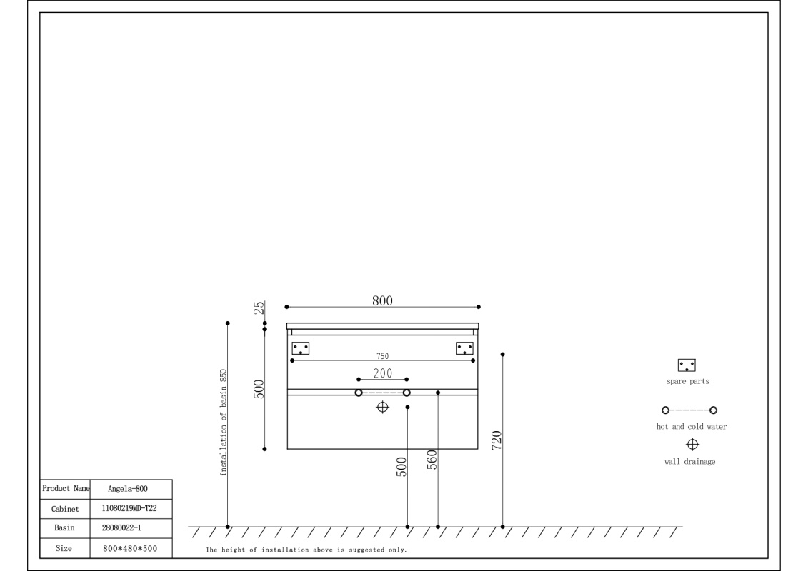 By Goof Onderkast badkamermeubel Tieme mat grijs 80x50x48cm