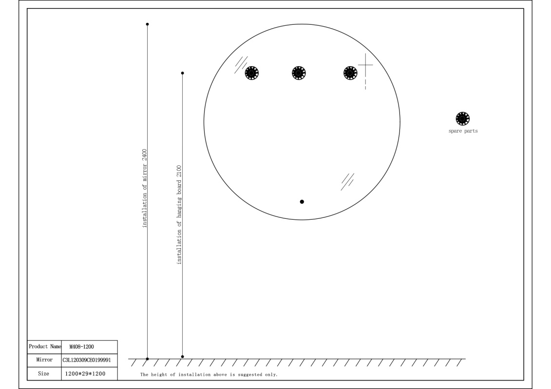 By Goof Badkamerspiegel 120cm LED, touch knop, anti-condens