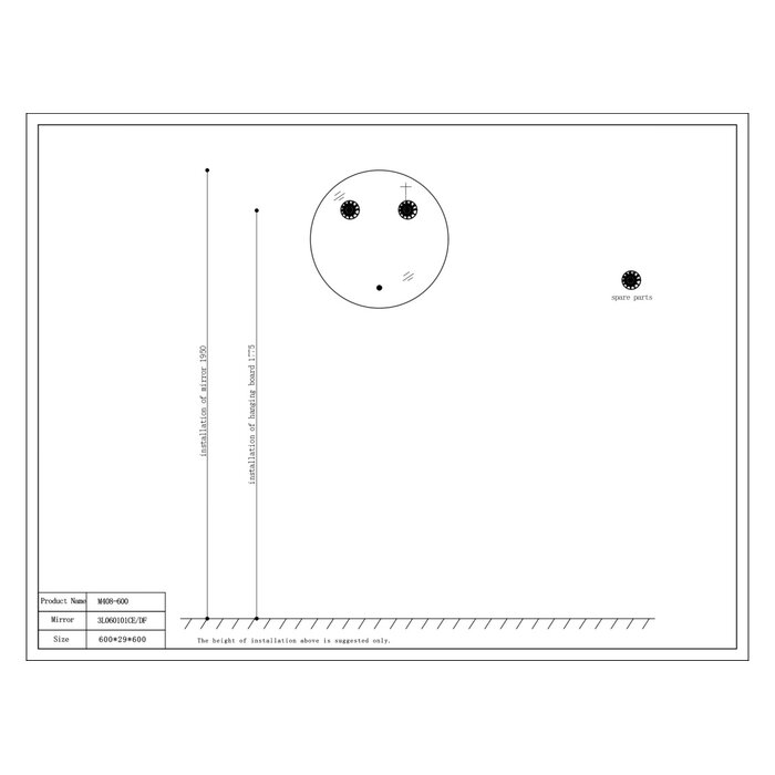 By Goof Badkamerspiegel 60cm LED, touch knop, anti-condens