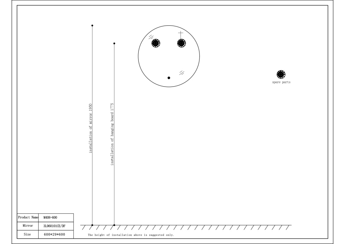By Goof Badkamerspiegel 60cm LED, touch knop, anti-condens