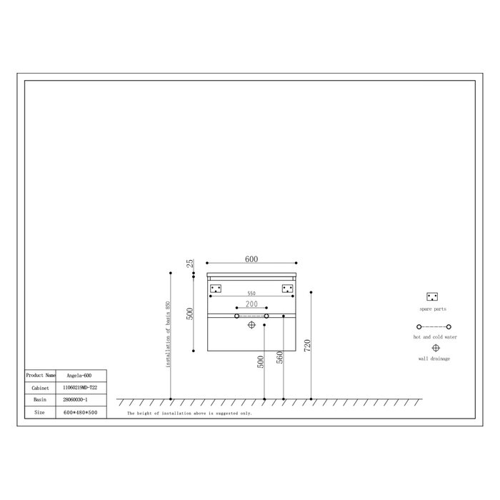 By Goof Onderkast badkamermeubel Tieme mat grijs 60x50x48cm