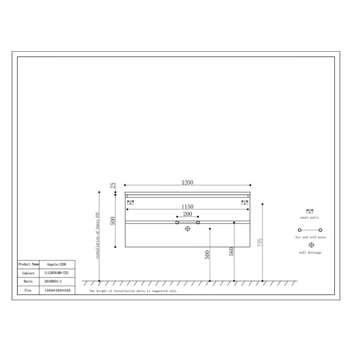 By Goof Onderkast badkamermeubel Tieme mat donker eiken 120x50x48cm