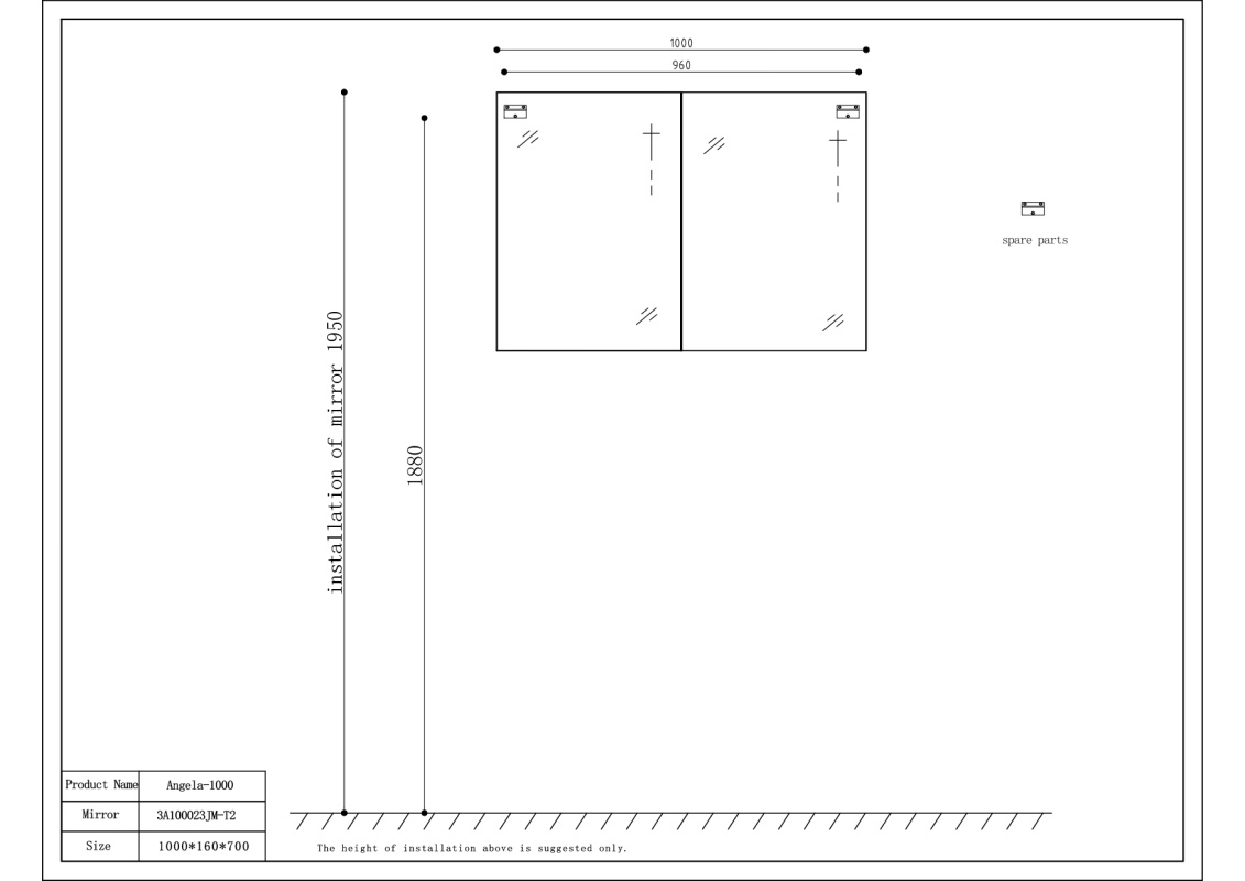 By Goof Spiegelkast Tieme mat donker eiken 100x70x16cm