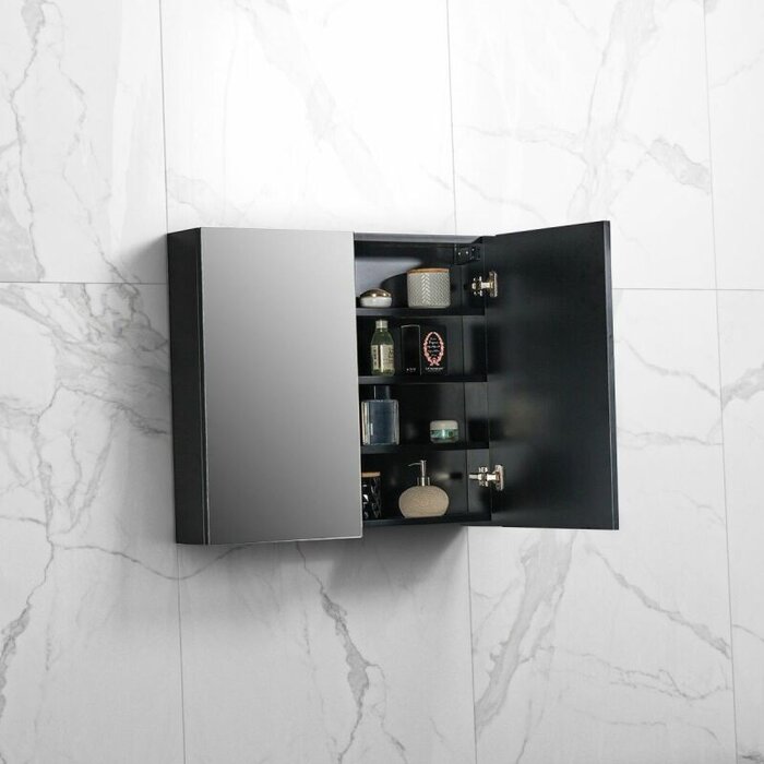 By Goof Spiegelkast Tieme mat zwart 80x70x16cm