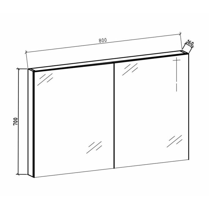 By Goof Spiegelkast Tieme mat zwart 80x70x16cm