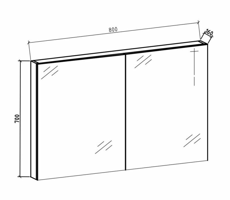 By Goof Spiegelkast Tieme mat zwart 80x70x16cm