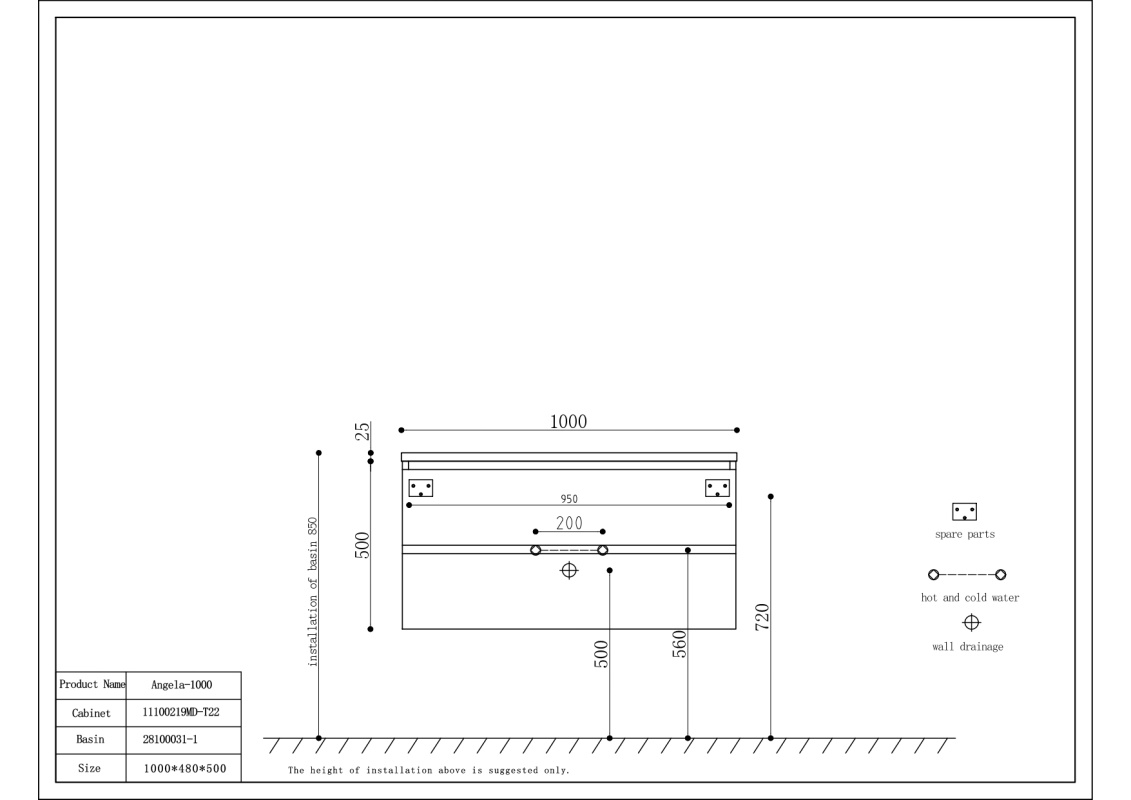 By Goof Onderkast badkamermeubel Tieme mat eiken 100x50x48cm