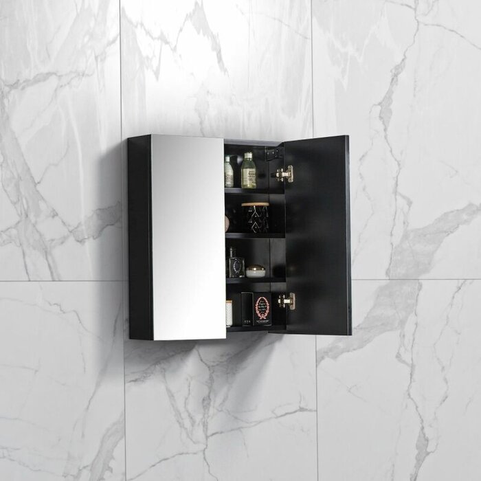 By Goof Spiegelkast Tieme mat zwart 60x70x16cm