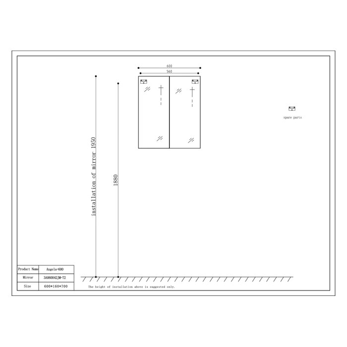 By Goof Spiegelkast Tieme mat zwart 60x70x16cm