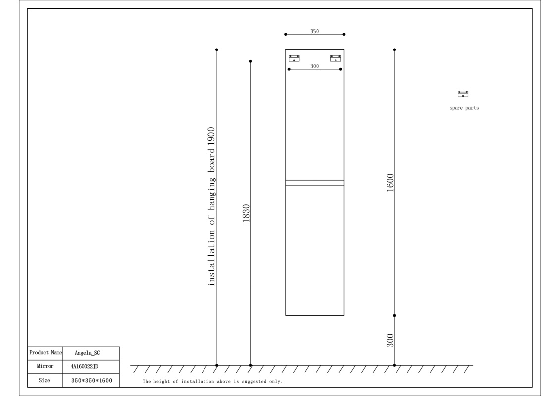 By Goof Kolomkast Tieme mat donker eiken 160x35x35cm