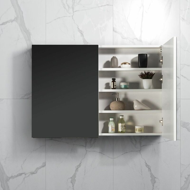 By Goof Spiegelkast Tieme hoogglans wit 100x70x16cm