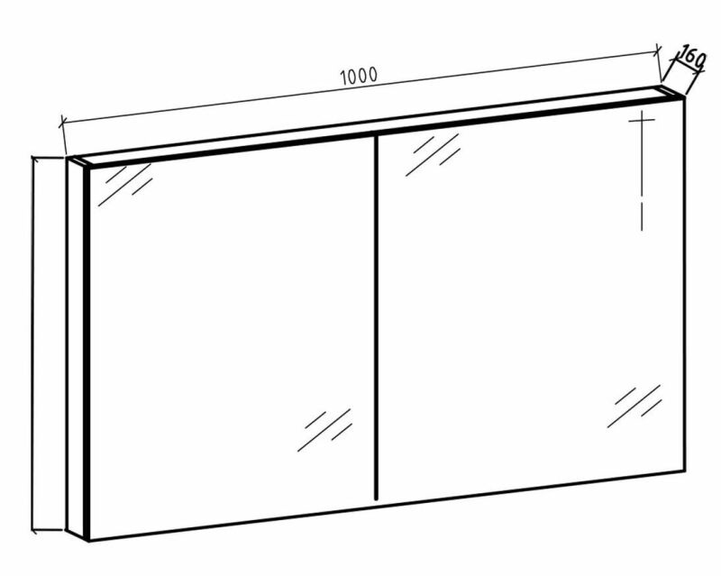 By Goof Spiegelkast Tieme hoogglans wit 100x70x16cm