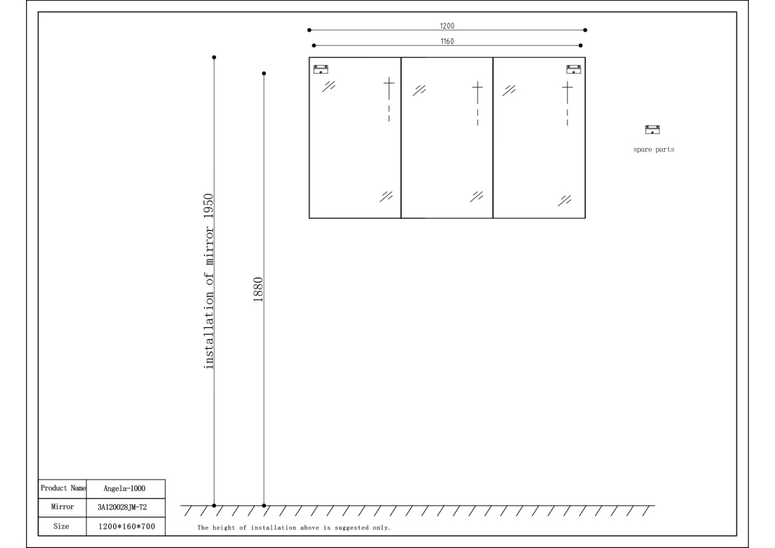 By Goof Spiegelkast Tieme mat donker eiken 120x70x16cm